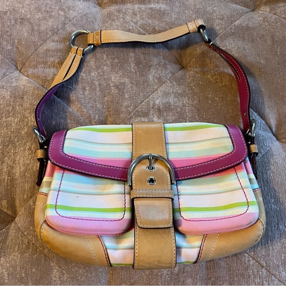 Coach Soho Striped Purse and Matching Wristlet - Picture 2 of 12